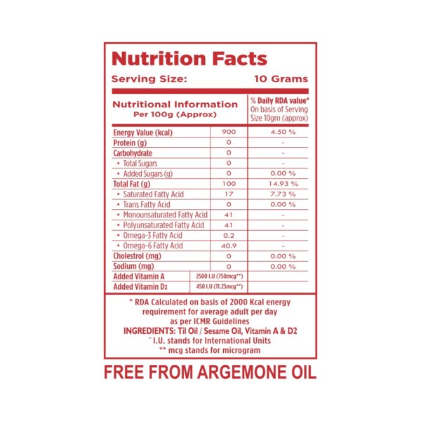 BD Edible Oils Sesame Oil 200ML Bottle Product Image 5